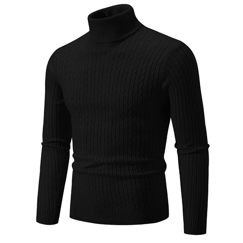 Winter High Neck Dicke Warme Pullover Männer Rollkragen Marke Herren Pullover Slim Fit Pullover Männer Strickwaren Männlichen Doppel Kragen – Detail 11