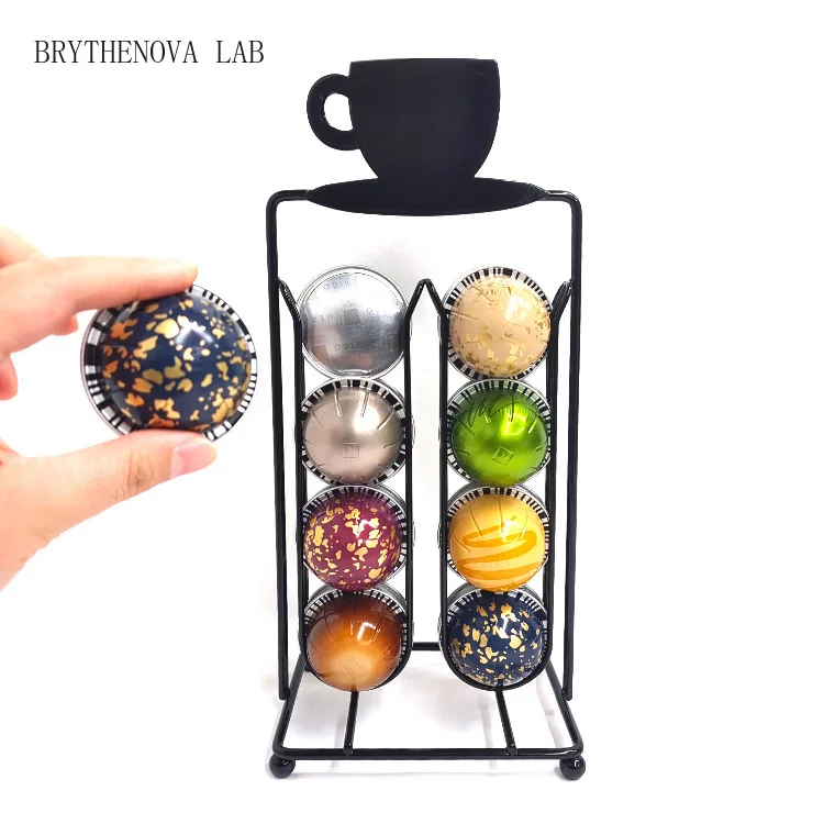 Coffee Pod Holder Rotatable Vertuo Line Coffee Capsule Pods Display Holder Stand Metal 16 Cups Storage Organizer Shelves Rack
