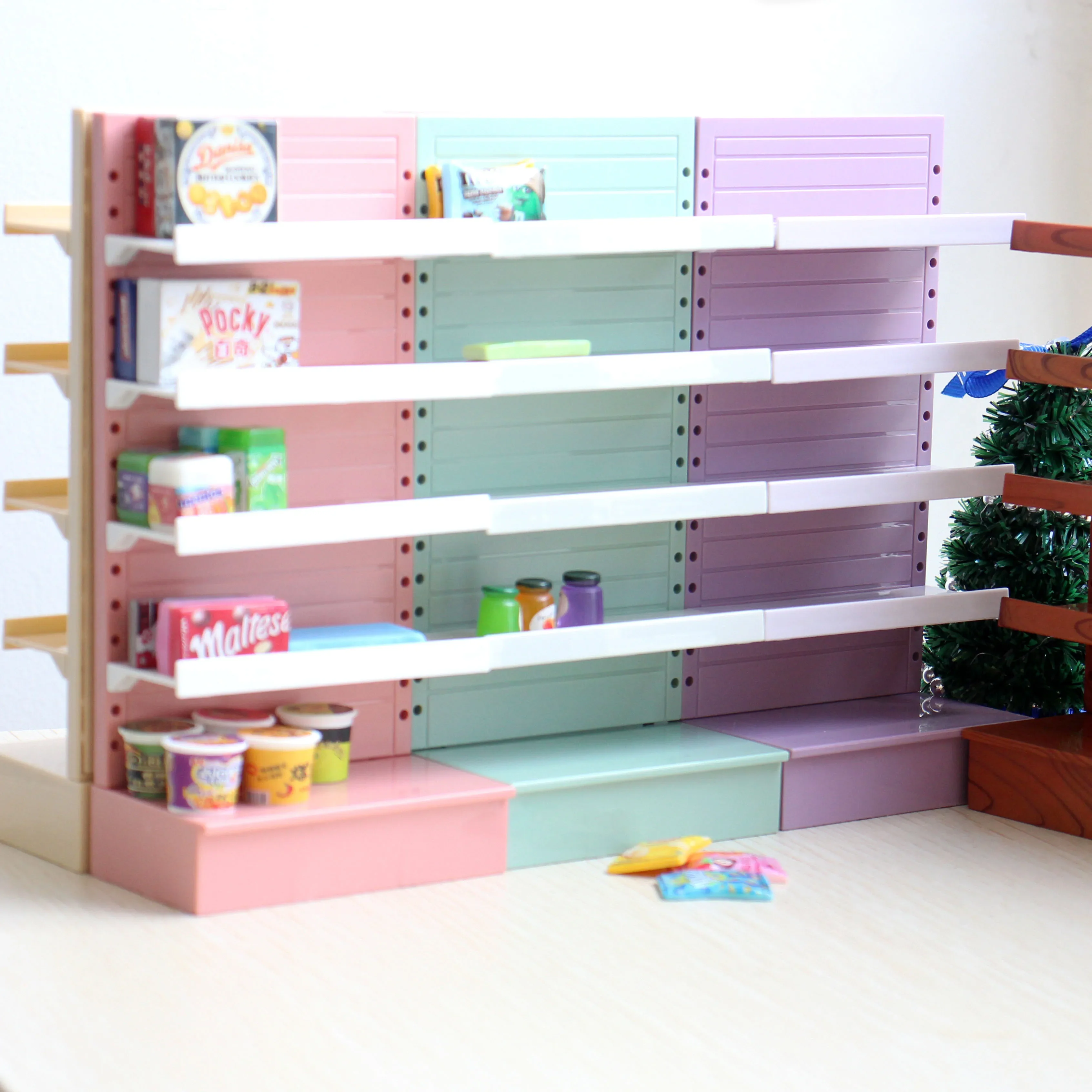Casa de muñecas en miniatura a escala 1/12, estante de exhibición de supermercado, Mini tienda, estante de exhibición, muebles para OB11 BJD, accesorios de Juguetes