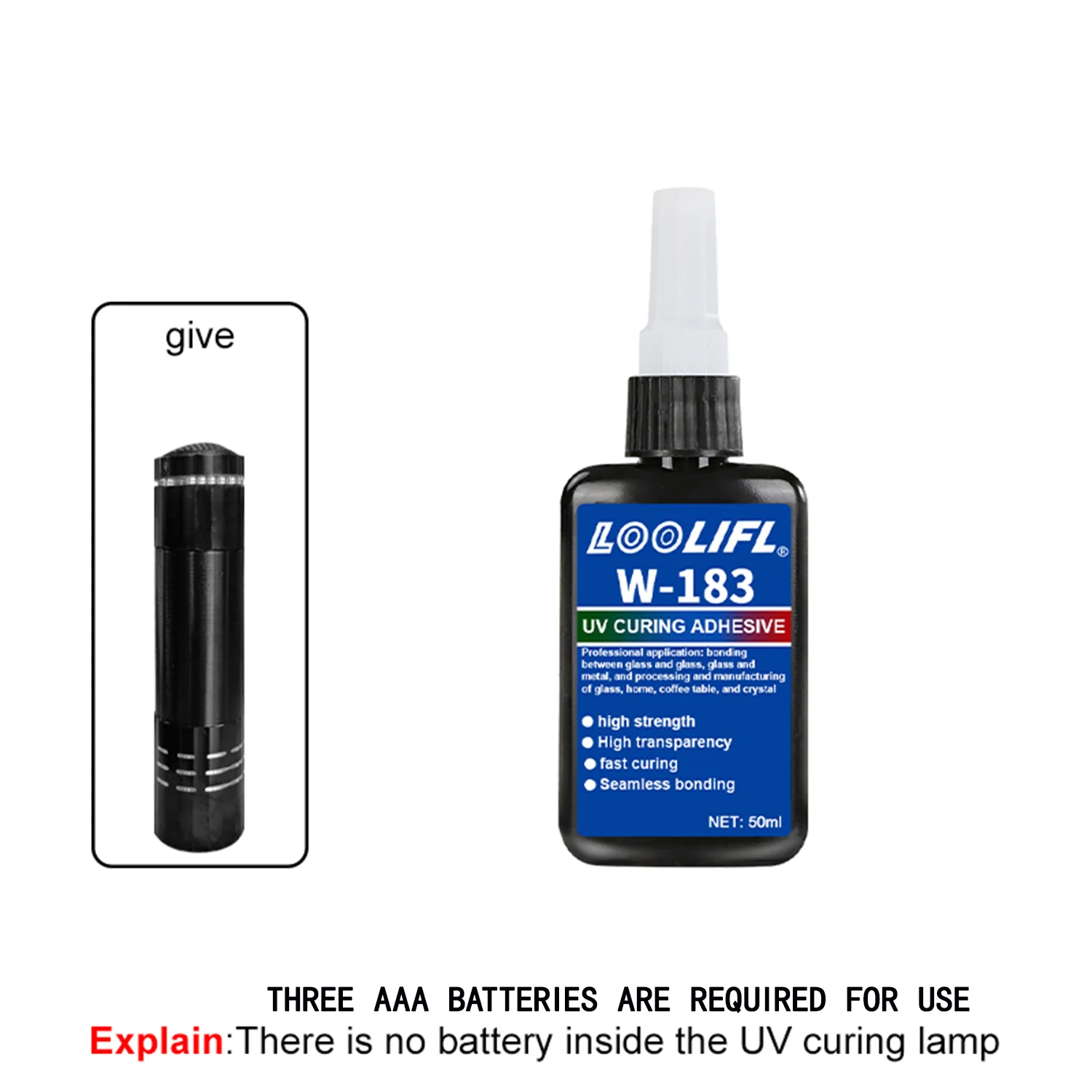 LOOLIFL, 183 Hochtransparenter UV-Harzklebstoff, berührbarer Klebstoff, DIY, Modellbau, Nagelkunst, mit beschleunigter Aushärtungslampe