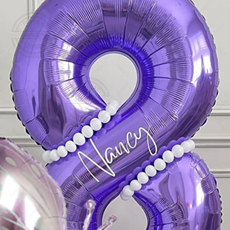 32pcs Purple Number 32inch with 3D Butterfly Theme Balloon Air Column for Wedding Birthday Party Decor Baby Shower 2024