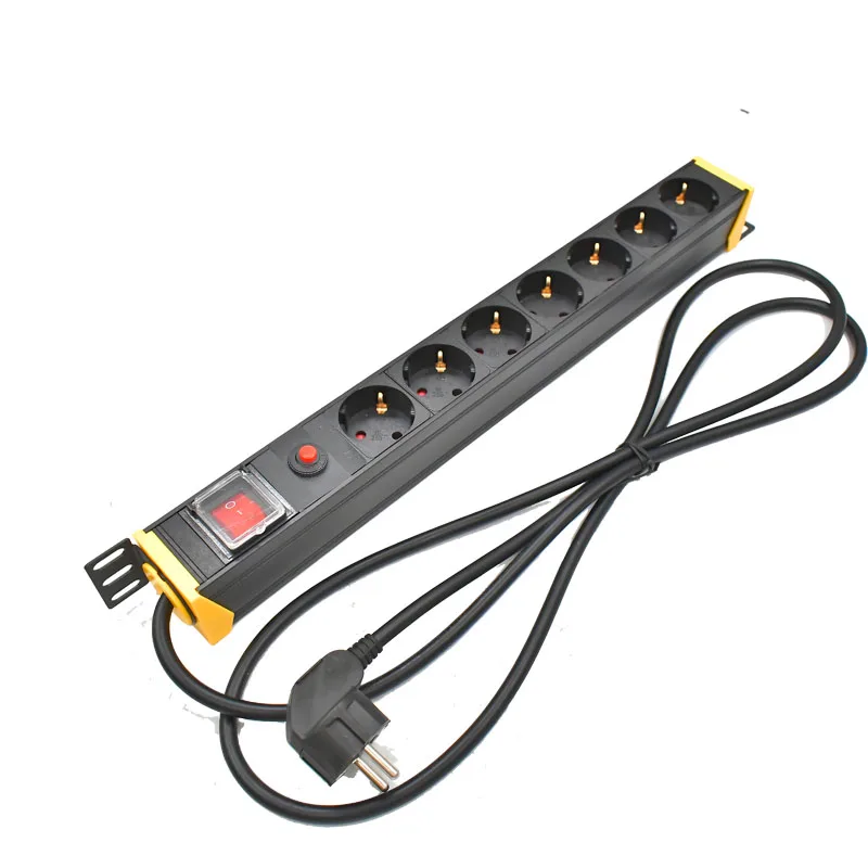 

360 Swivel bracket PDU Power Distribution Unit Power strip 16A EU Plug Socket Outlet 2m Extension Cord Over protection