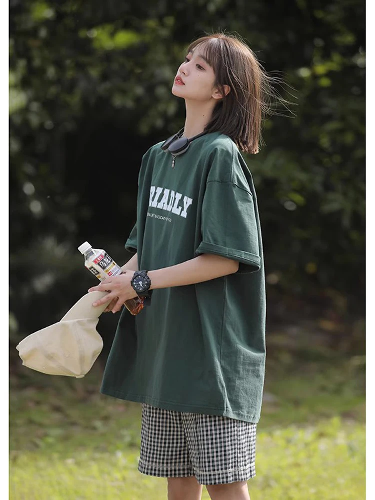 

Мужская футболка из чистого хлопка Olive een Heavyweight с коротким рукавом, в японском ретро-стиле, для пар, одежда для пар.