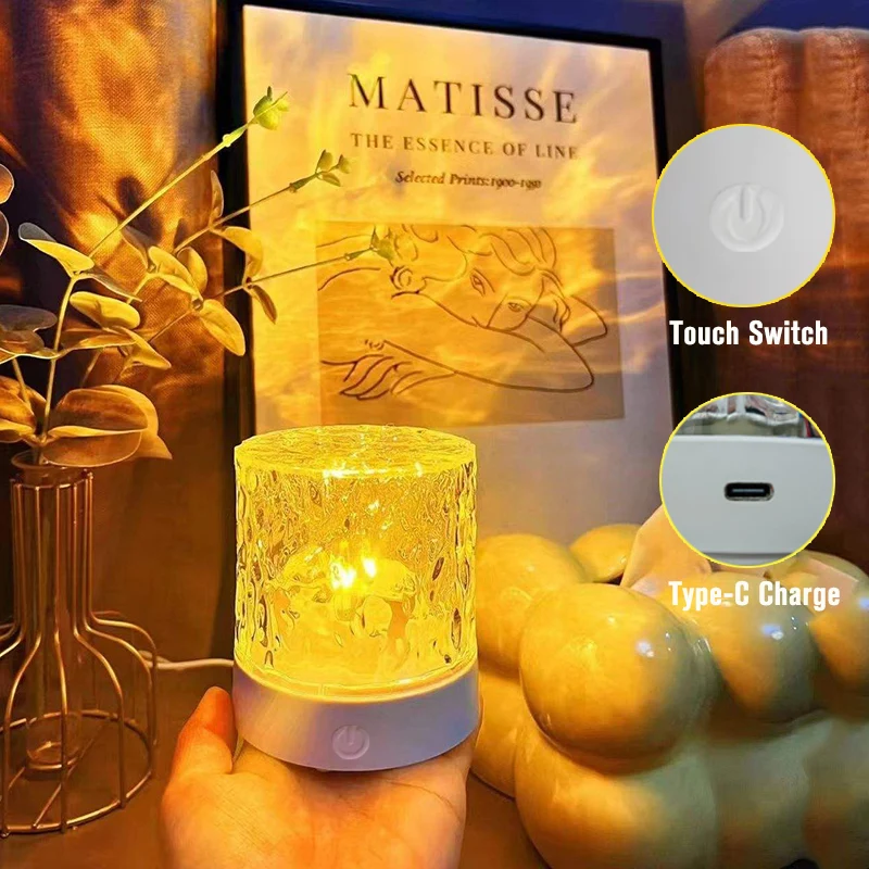 Rgb 16 Colors Water Ripple Atmosphere Light Remote Control Dynamic Flame Starry Sky Romantic Bedroom Decor Projection JJ1952BF