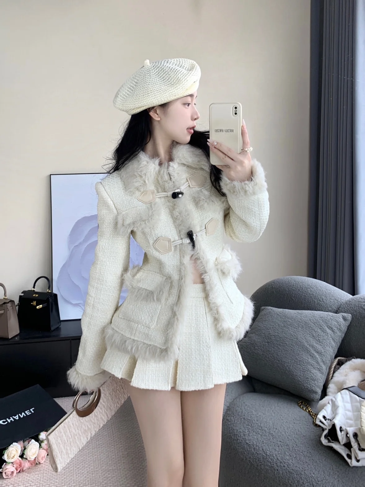 

e Princ Sle Cotton Suit Soft Fufu Two-Piece Set Spring Autumn Faionable Ensemble for Young Women