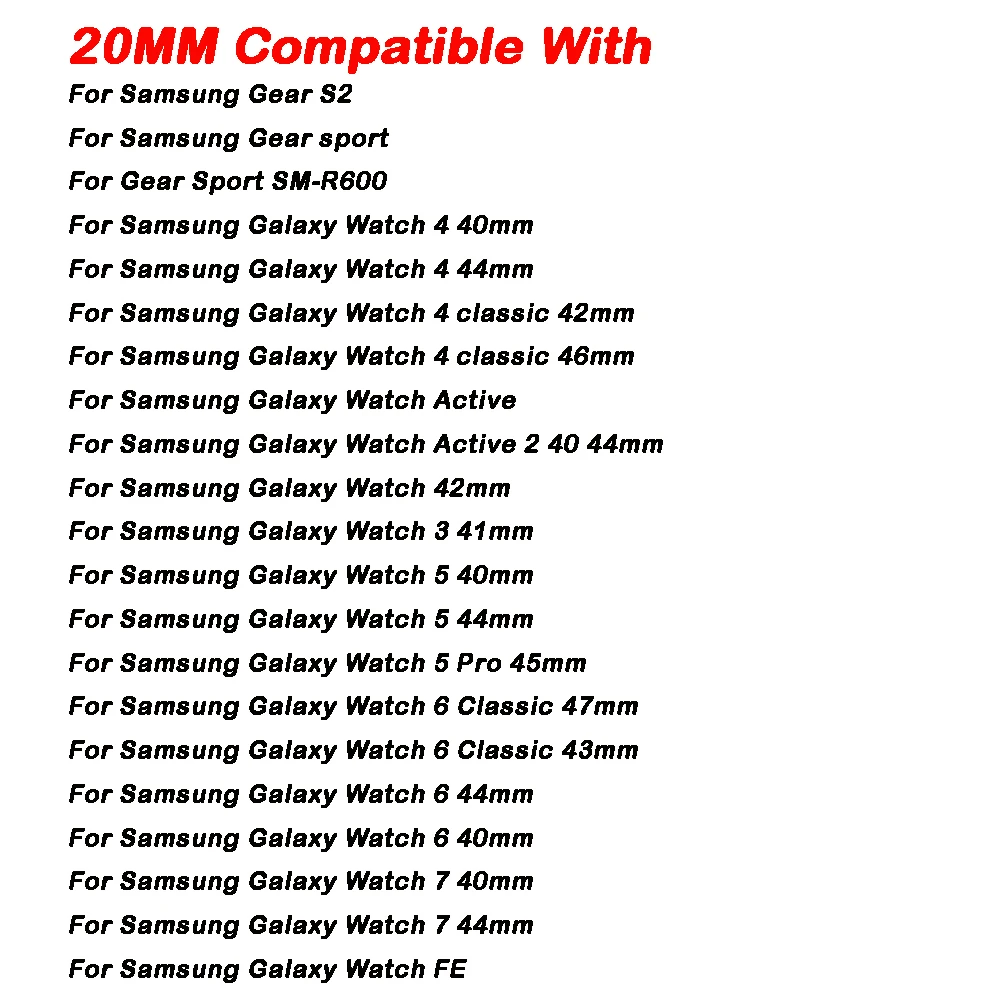 Correa de silicona de 20mm para Samsung Galaxy Watch FE 4 5 6 7 40mm 44mm, pulsera de hebilla magnética de 43mm 47mm 5 Pro 45mm