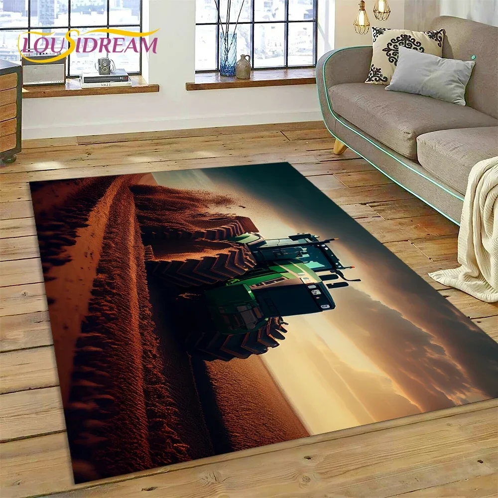 Retro Tractor Car 3D Truck Carpet Rug for Bedroom Living Room Home Sofa Decoration,Children Game Large Decor Floor Mat Gift