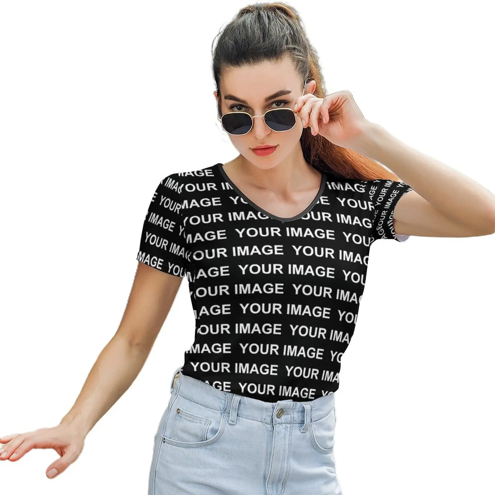 Your Image Customized Tshirt Custom Made Design Short-Sleeve Woman T Shirt Casual Simple O Neck Print Polyester T-Shirt