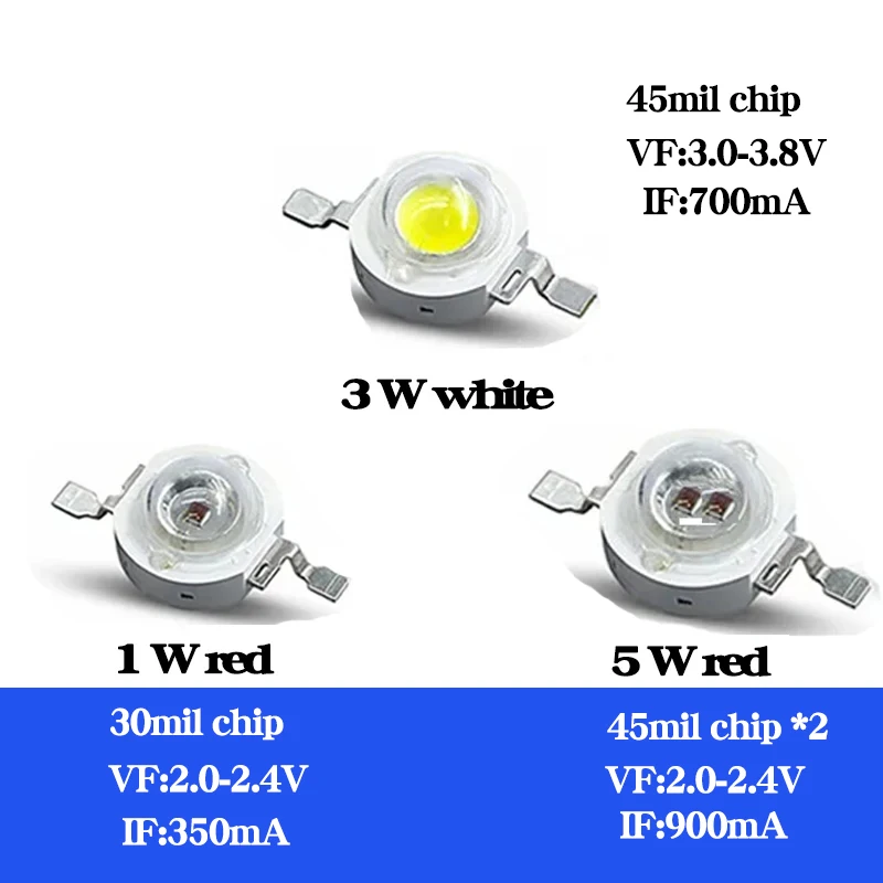 Imagem -06 - Conta de Lâmpada de Chip Led de Alta Potência 1w Chip Led 30mil Led 3w Chip 45mil 5w Led Dois Chip 45mil 3v Tira de Luz de Diodo Led Pcb Alumínio