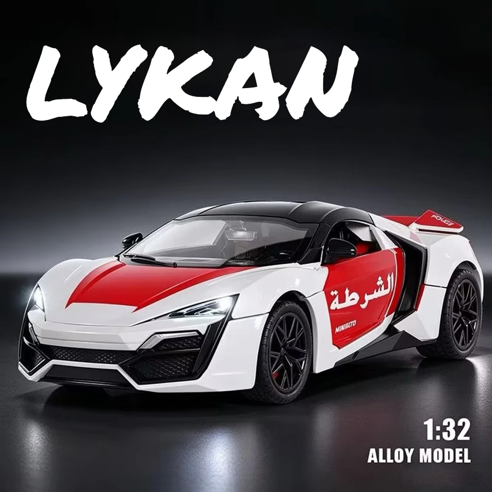 1:32 Lykan 911 Targa Sports Car Model Toy Metal Diecast Lighting Effects Supercars Exquisite Interior Toys Collectible Item