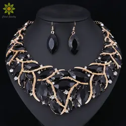 Fashion Bridal Jewelry Sets Wedding Necklace Earring Ring For Brides Party Prom Costume Accessories Decoration Women