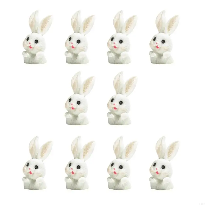 Pack of 10 Garden Accessories Rabbit Bunnies Miniatures for DIY Landscape Easters Decors and Potted Plant Terrariums