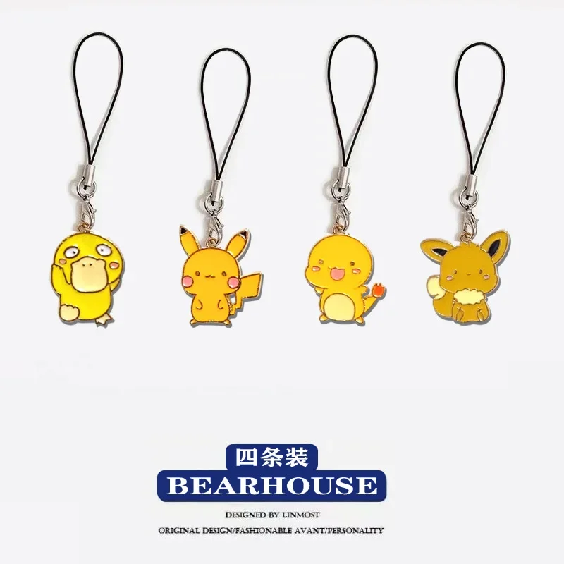 Kawaii Pokémon Anime Pikachus Bulbasaur Psyduck Keychain Pendant Cute Cartoon PokéMon Couple Mobile Phone Strap Decoration Gift