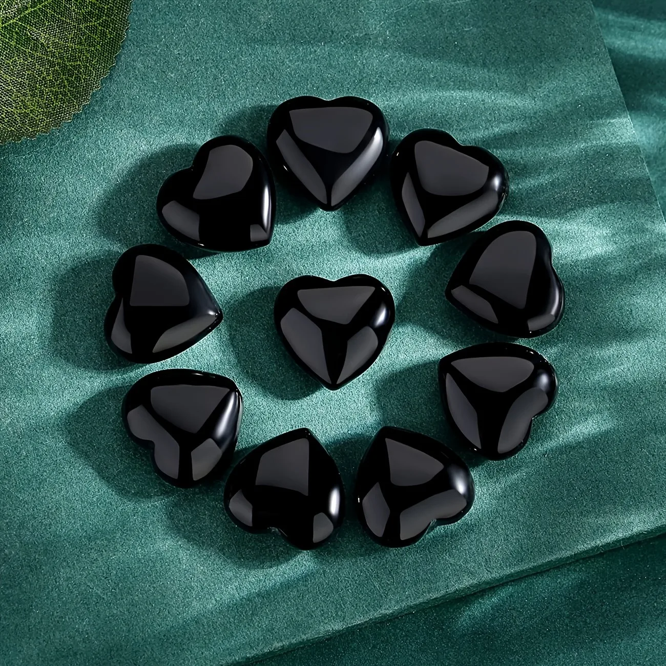 15 Pcs 0.8 Inch Healing Crystal Natural Black Obsidian Heart Love Carved Palm Worry Stone Chakra Reiki Balancing