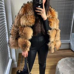 Maomaokong 2024 Real Fur Coat Women Natural Raccoon Fur Jacket Luxury Winter Leather Fur Outerwears Female Clothes Fox Fur Coat