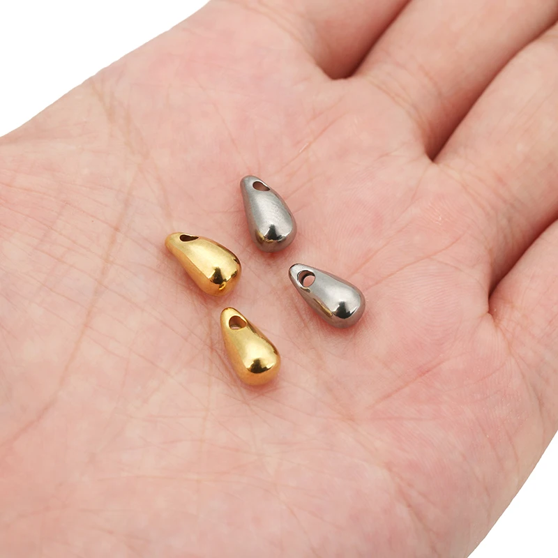 10pcs/lot Polish Gold Stainless Steel Horn Waterdrop Charms for DIY Earrings Necklace Jewelry Making Supplies Accessories Bulk