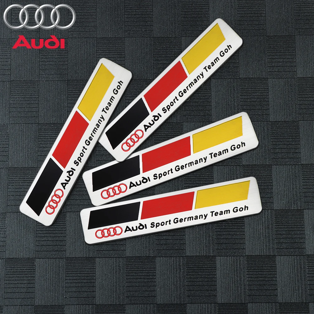 For Audi Sline A1 A2 A3 B5 8P 8V 8L RS8 RS3 RS4 RS5 RS6 S1 S2 S3 S5 1PCS 3D Aluminum Car Body Rear Trunk Tail Stickers Valve Cap
