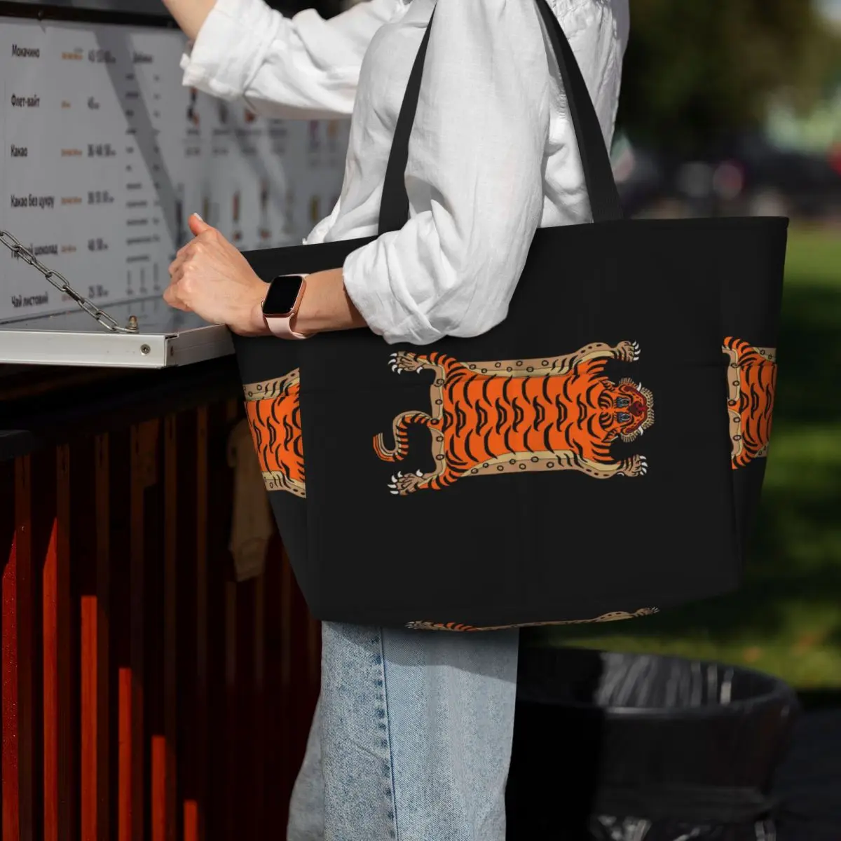 Tibetan Tiger Rug Beach Tote Bag Sport Gym Yoga Duffle Large Tote Bag Women Travel Bag Fitness bag