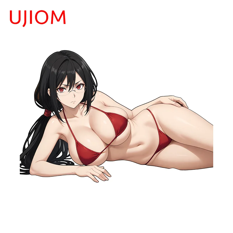 UJIOM Kisaragi Saya Bikini Anime Peripheral Wall Sticker Alluring Enchanting Lying Posture PVC Decal Smooth Surface Decor