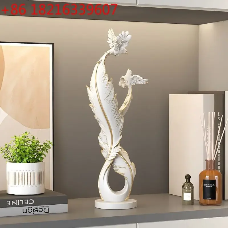 TAO Modern Luxury Resin Bird Feather Art Desktop Decoration Items Home Room Furnishing Handicrafts Cafe Table Sculpture Accessor