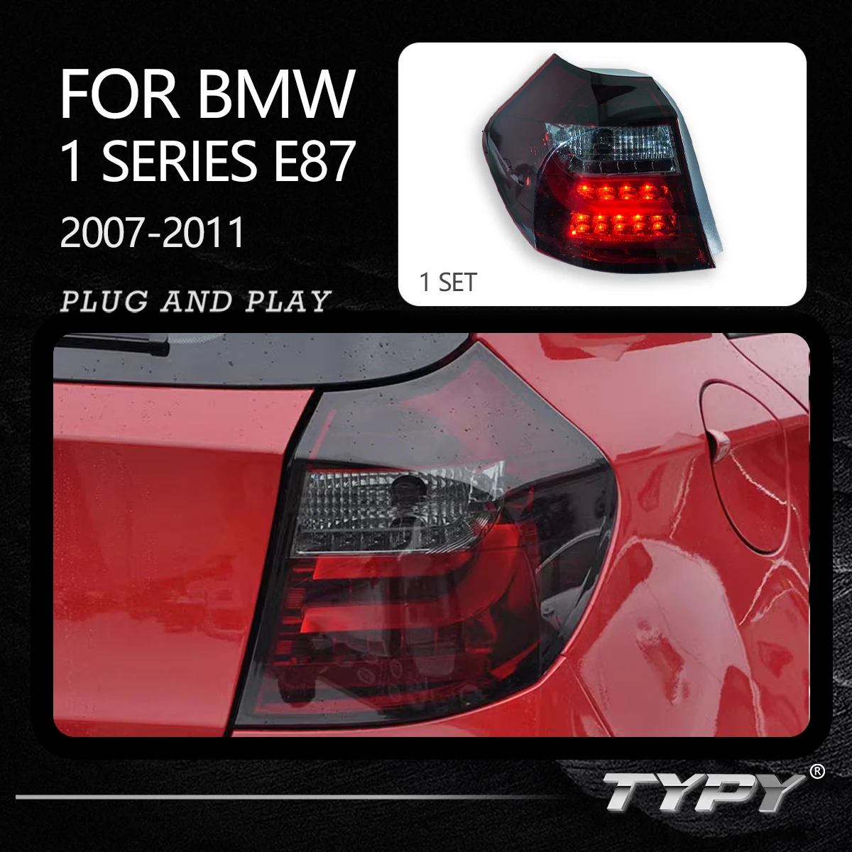 TYPY Dynamic Turn Signal Tail Lamp Automotive Accessories Upgrade Modified New LED For 2007-2011 BMW 1 Series E87 Taillights