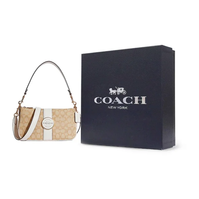 COACH Lonnie Fabric With Leather Shoulder Bag, Handbag, Crossbody Bag, Shoulder Bag Women's Light Khaki C8306-IMDQC