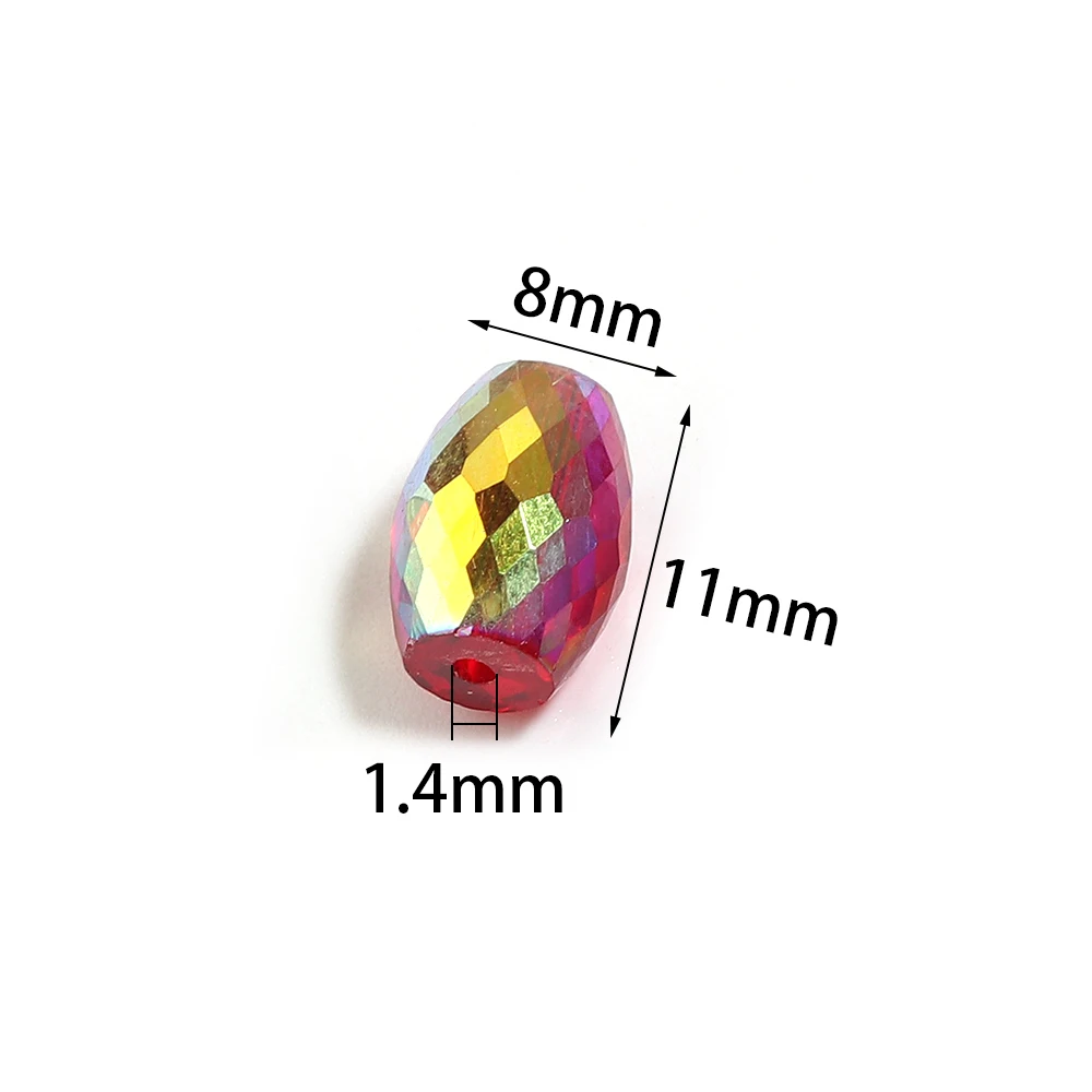 20 Stück 8x11mm ovale, zylindrische, facettierte Kristallglasperlen, lose Abstandsperlen für die Schmuckherstellung, DIY-Armband- und Halskettenzubehör – Detail 1