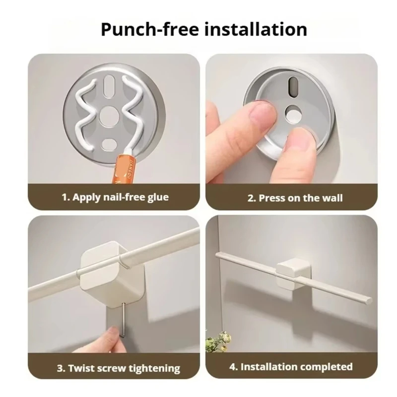 ABAE-Porta asciugamani da bagno bianco crema, portasciugamani da parete, portaoggetti senza trapano, gadget per l'organizzazione della casa