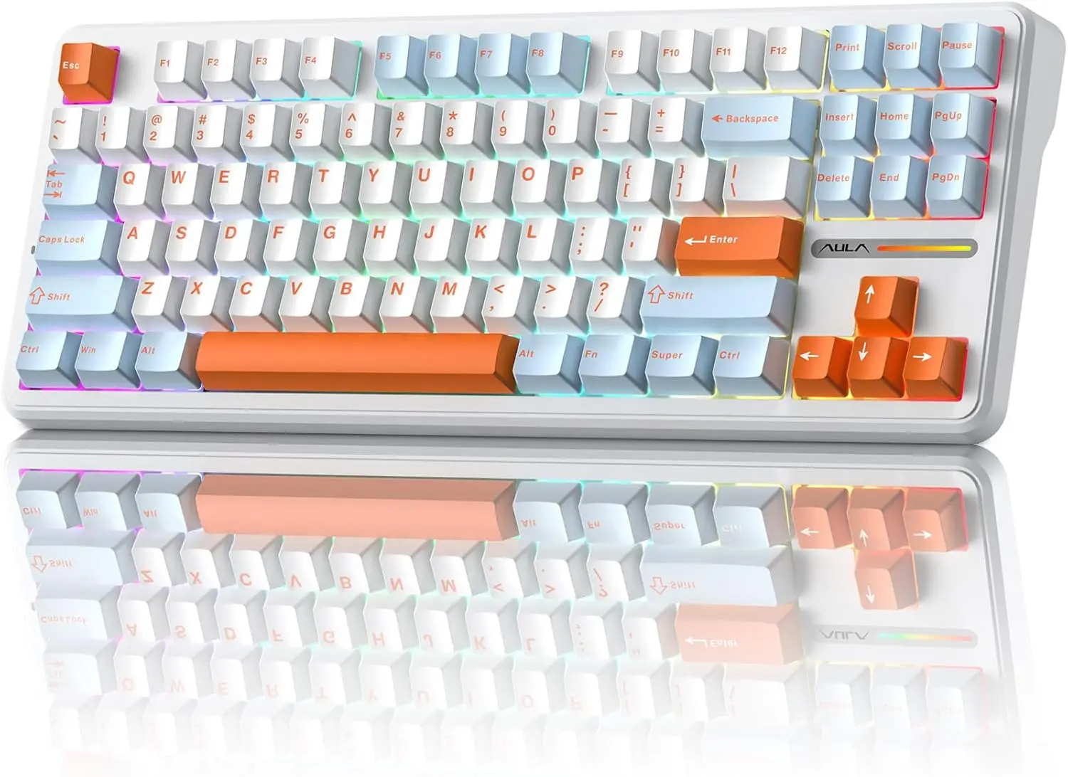 

Игровая клавиатура Aula F87 Pro, трехрежимная беспроводная механическая клавиатура, RGB, крепление с прокладкой, с возможностью горячей замены, для Windows/Mac