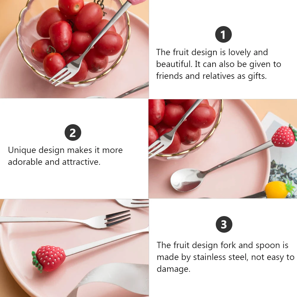 

Watermelon Ice Spoon Fork Strawberry Utensils Dessert Forks Spoons Small Silverware and