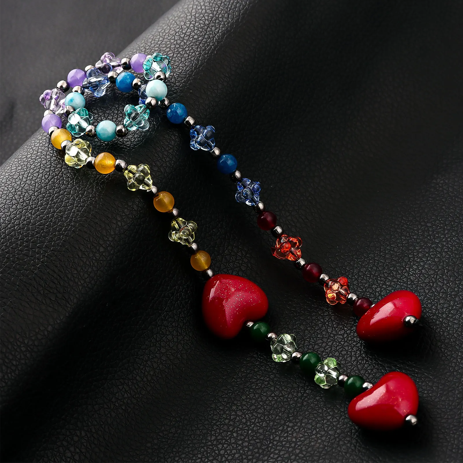 Big Red Heart Bag Pendant Charms Keychain Accessorie Women Cute Fashion Red Pink Multicolour Beading Bag Pendant Birthday Gifts