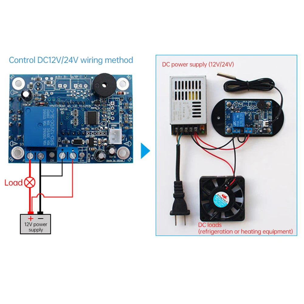 H50TR -55~120℃ DC 12V 24V Digital Temperature Controller Red/Blue LED Display Thermostat With Heat/Cooling Control Instrument