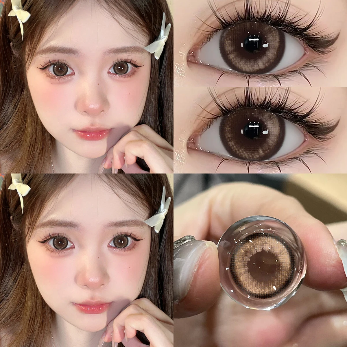 Bio-essense 1 Paar schwarze Gläser mit großen Augen, koreanische Naturlinsen, farbige Kontaktlinsen, Augen mit Grau, schöne Pupillenlentes – Detail 14
