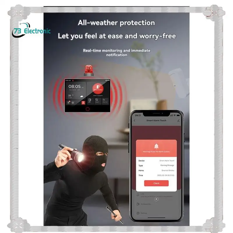 

24-часовая доставка, беспроводная система сигнализации, Wi-Fi, GSM, 433 МГц, умная домашняя безопасность с датчиком движения двери для управления приложением Alexa Tuya