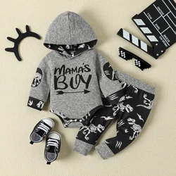 Children Autumn Baby Boy Suit Cartoon Dinosaur Printed Long Sleeve Trousers Pants Hoodie Two-piece Set