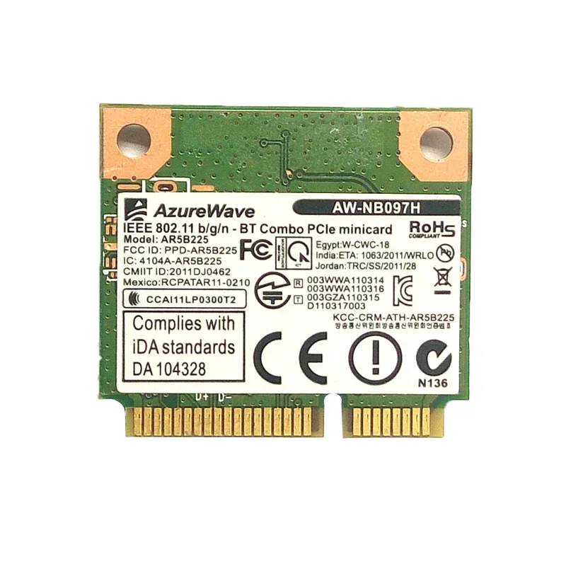 Placa de rede WiFi para AzureWave, compatível com Bluetooth 4.0, 300Mbps, Half Mini, PCI-E, AW-NB097H, AW-NB100H, AR3012, AR5B225, Novo