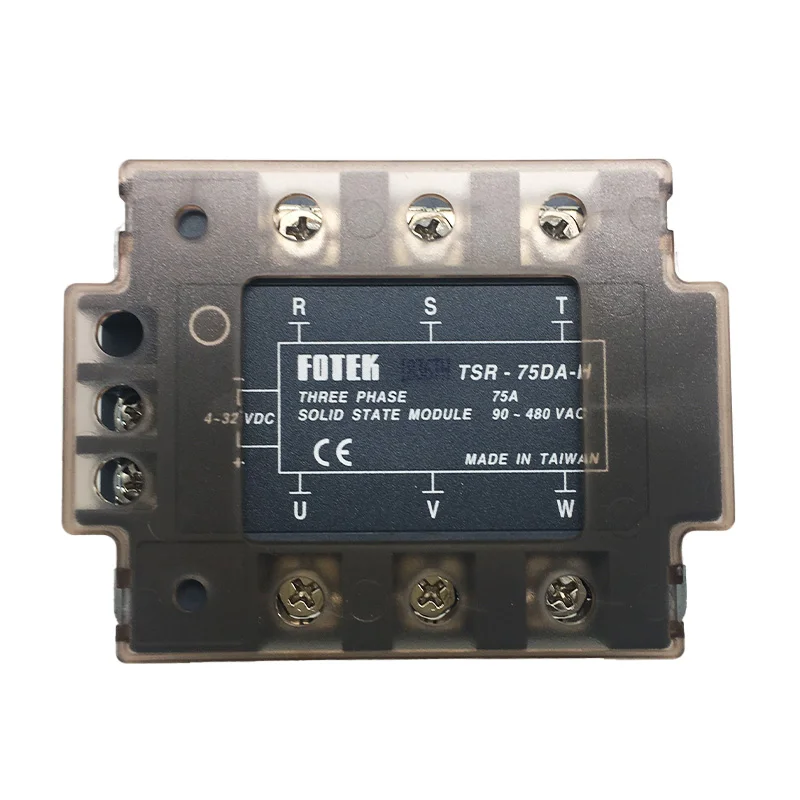 

FOTEK Three phase two control solid-state relay TSR-75DA-H input 4~32VDC output 90~480VAC Zero cross switching Rated current75A