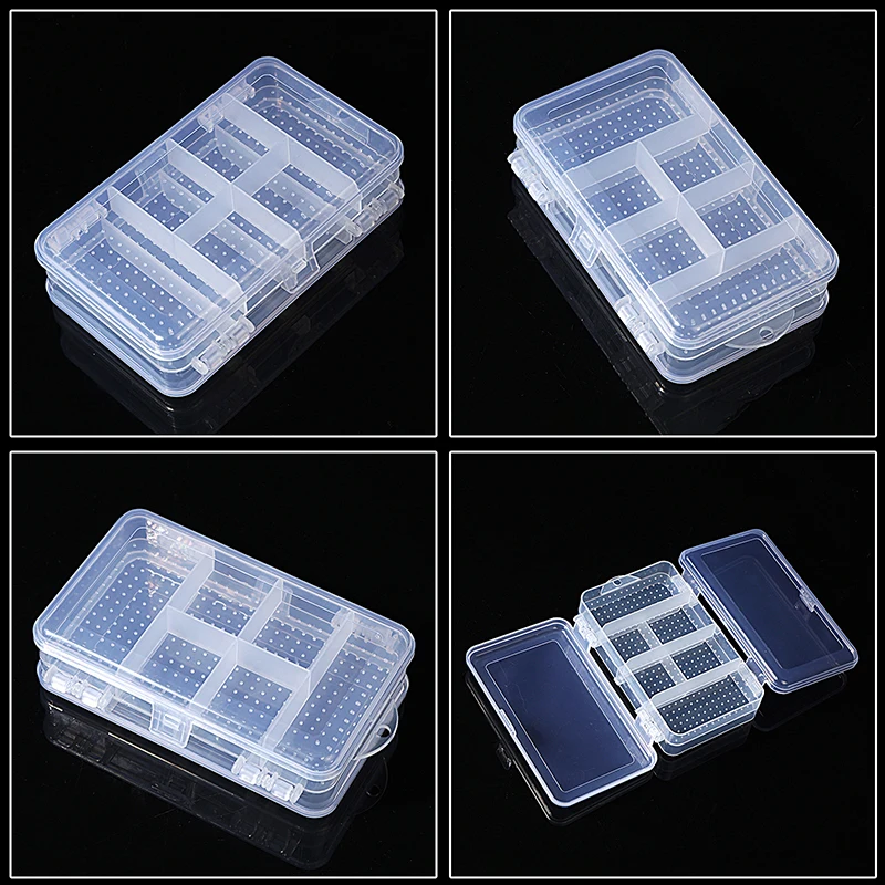 Double-Layer 10 กริด Nail Art Organizer กล่องเครื่องมือสี่เหลี่ยมผืนผ้าพลาสติกกล่องลูกปัดคลิปคอนเทนเนอร์เล็บ Salon