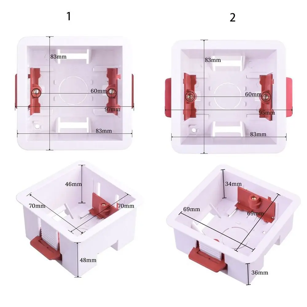 Safe Junction Box Gypsum Board Lining Box Embedded Install White Wall Socket Cassette 86 Type 35/46mm Depth Wall Switch Box Home