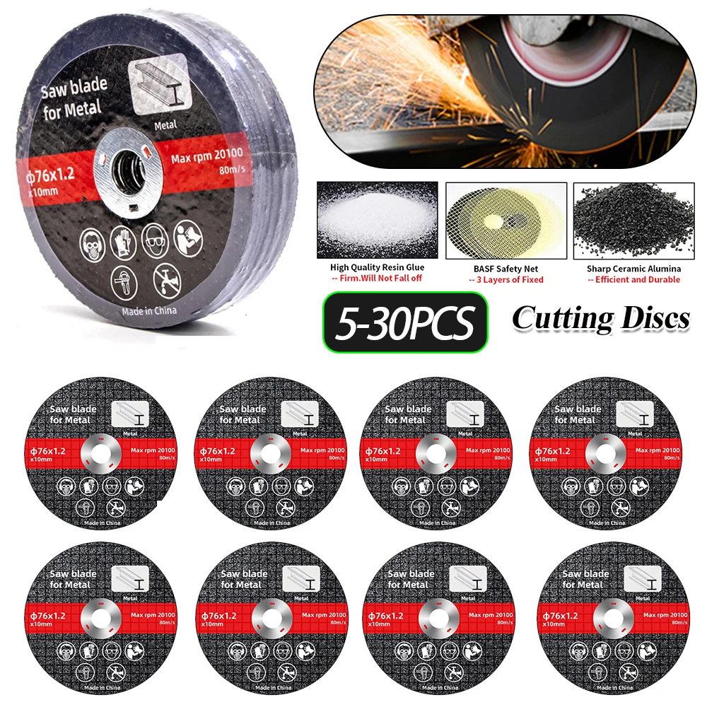 76mm Metal Cutting Discs High Hardness Sanding Cutting Discs Wear Resistance Cutting Blade Angle Grinder Accessories