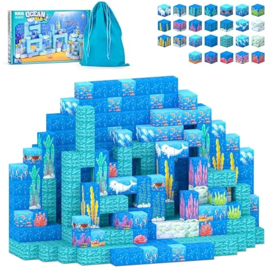 Magnetic Blocks - 150PCS Magnetic Building Blocks for ToddlersSTEM Sensory Toy for 3 4 5 6 7 8-13 Year Old Boys Girls Birthday