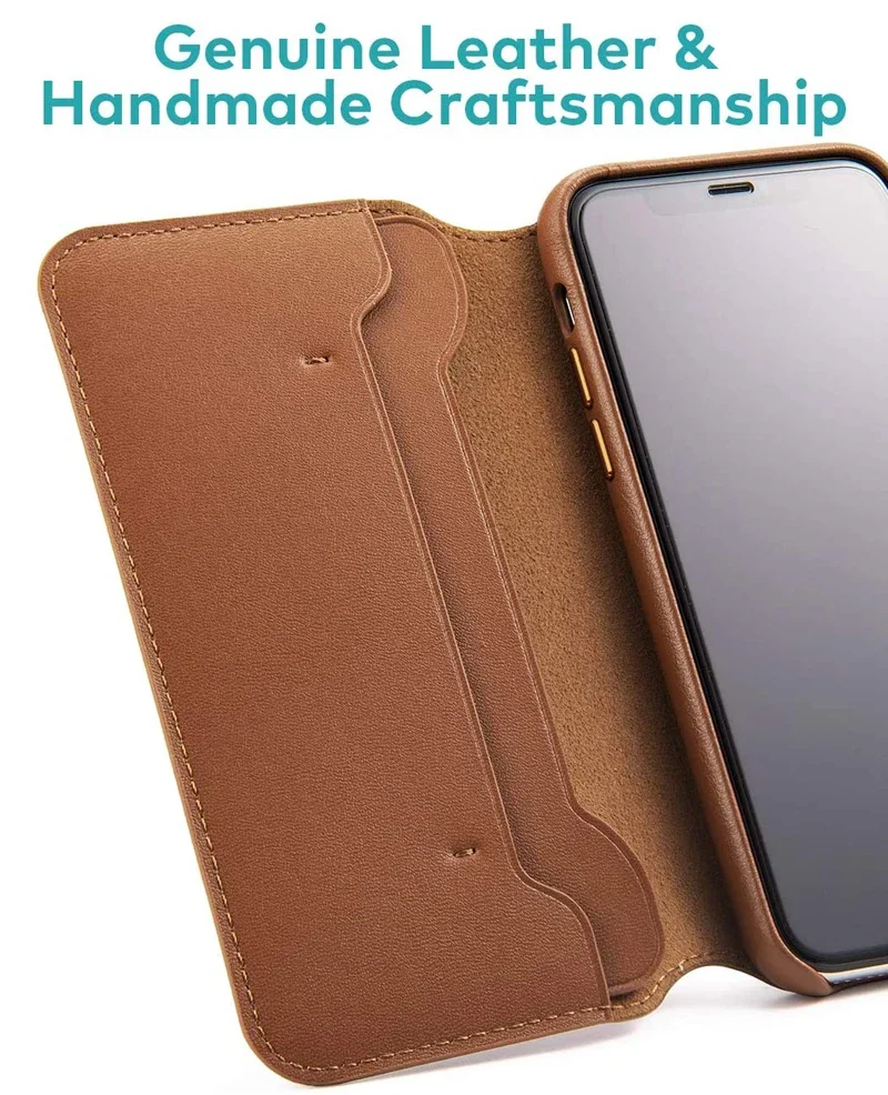 For iPhone XR Case Premium Genuine Leather Wallet Flip Auto Sleep Wake Phone Cover With Credit Card Slot Cover for iPhone X XS