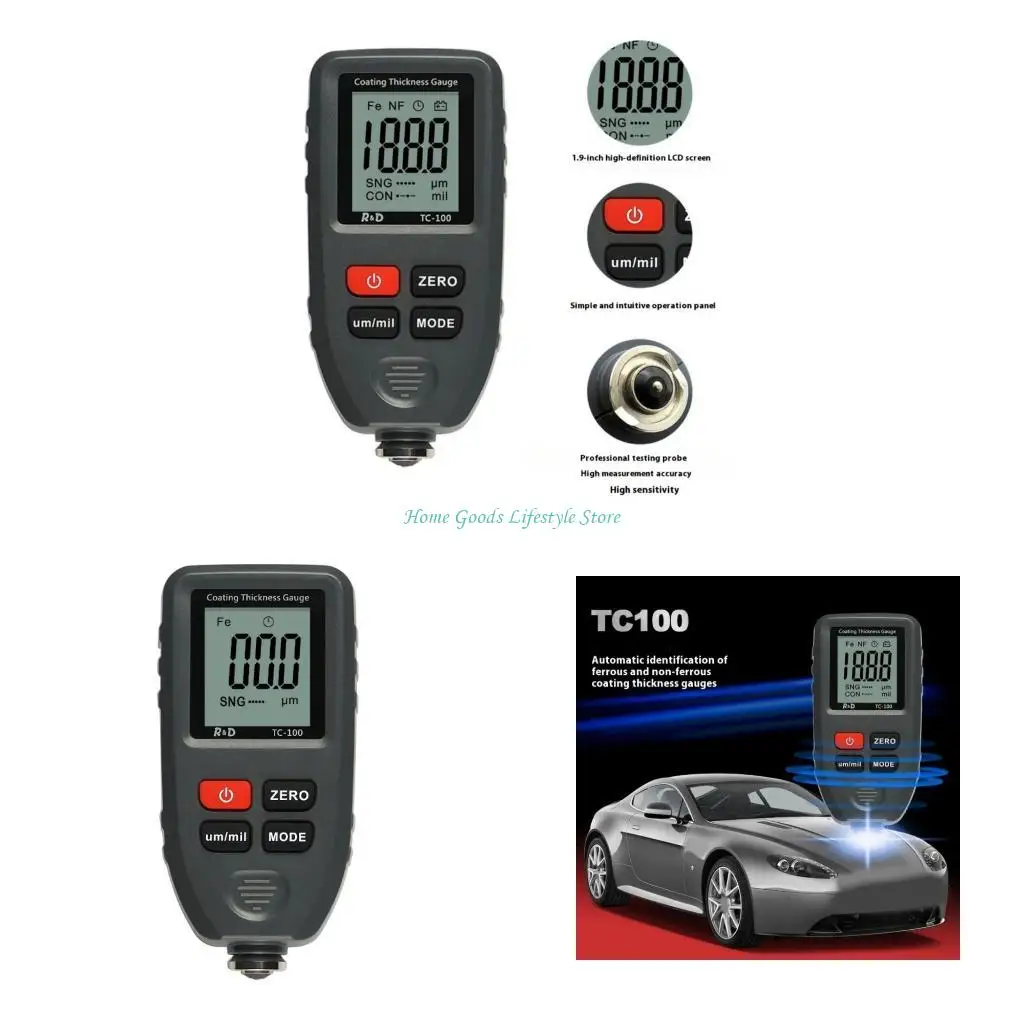 E74E Electroplate Metal Coating Thickness Gauge Depth Measurement Car Paint Detector