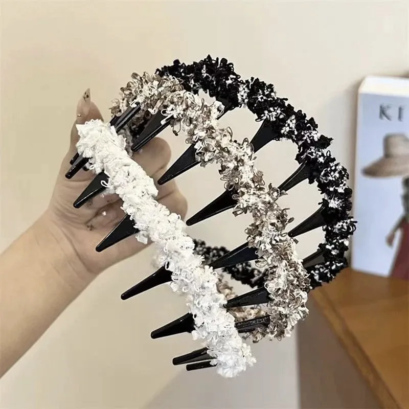

Shiny Wave Baby Hair Hoops Fashion Fluffy Hair Toothed Comb Hair Hoops Girls Wash Face Anti Slip Headband Kids Hair Accessories