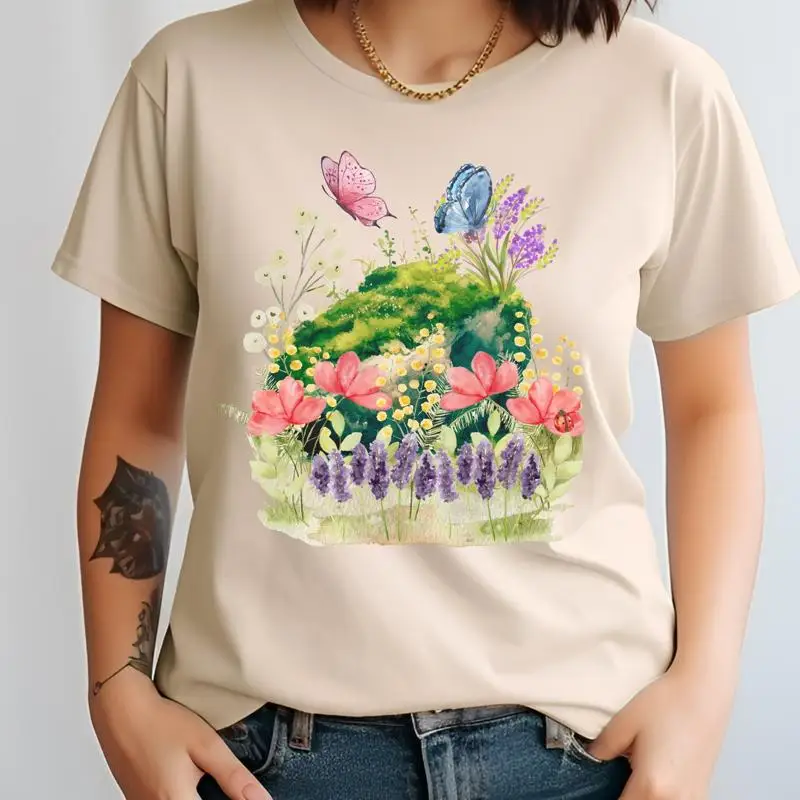 

Boho Wildflowers Landscape T Shirt Wild Flower Meadow Cottagecore Aesthetic Garden Nature Lover Gift Watercolor Plants