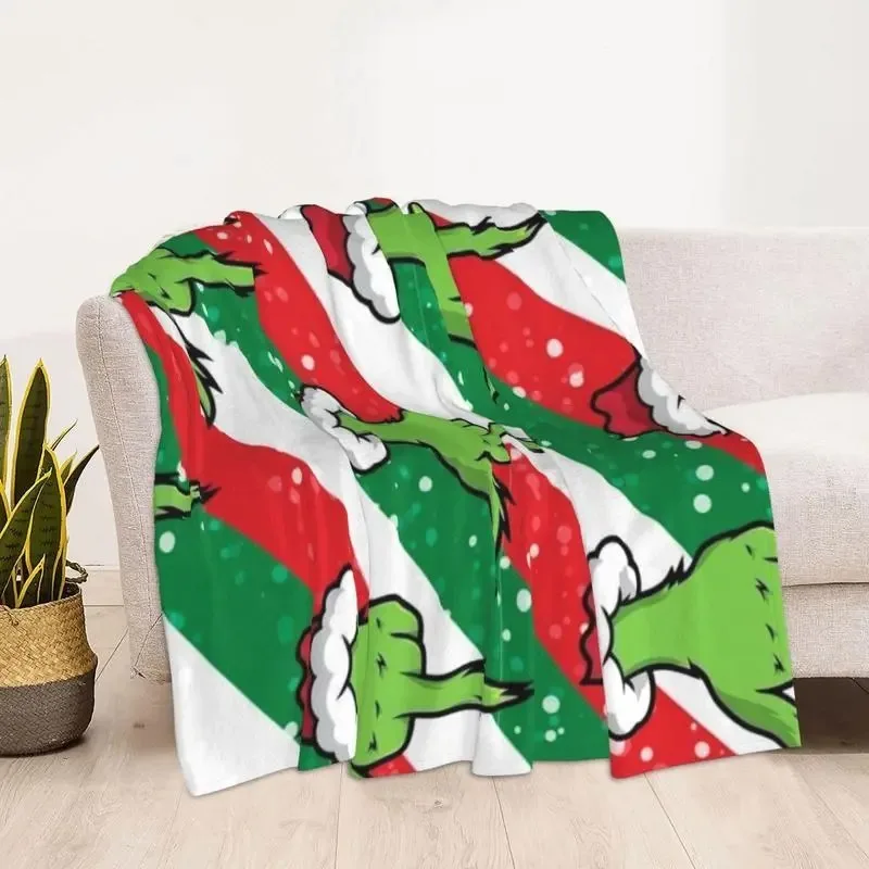 Customize Super Soft Flannel Christmas Blanket Humorous Holiday Cartoon Print Brings Laughter Joy Like A Warm Hug Ultimate Cozy
