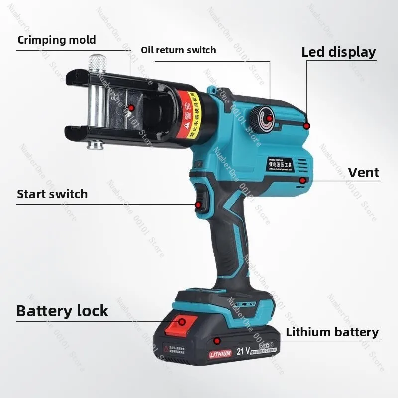 Lithium Battery Hydraulic Pliers Portable Crimping Pliers DMY-240 Digital Display Adjustable Pressure Copper-Aluminum Terminal C