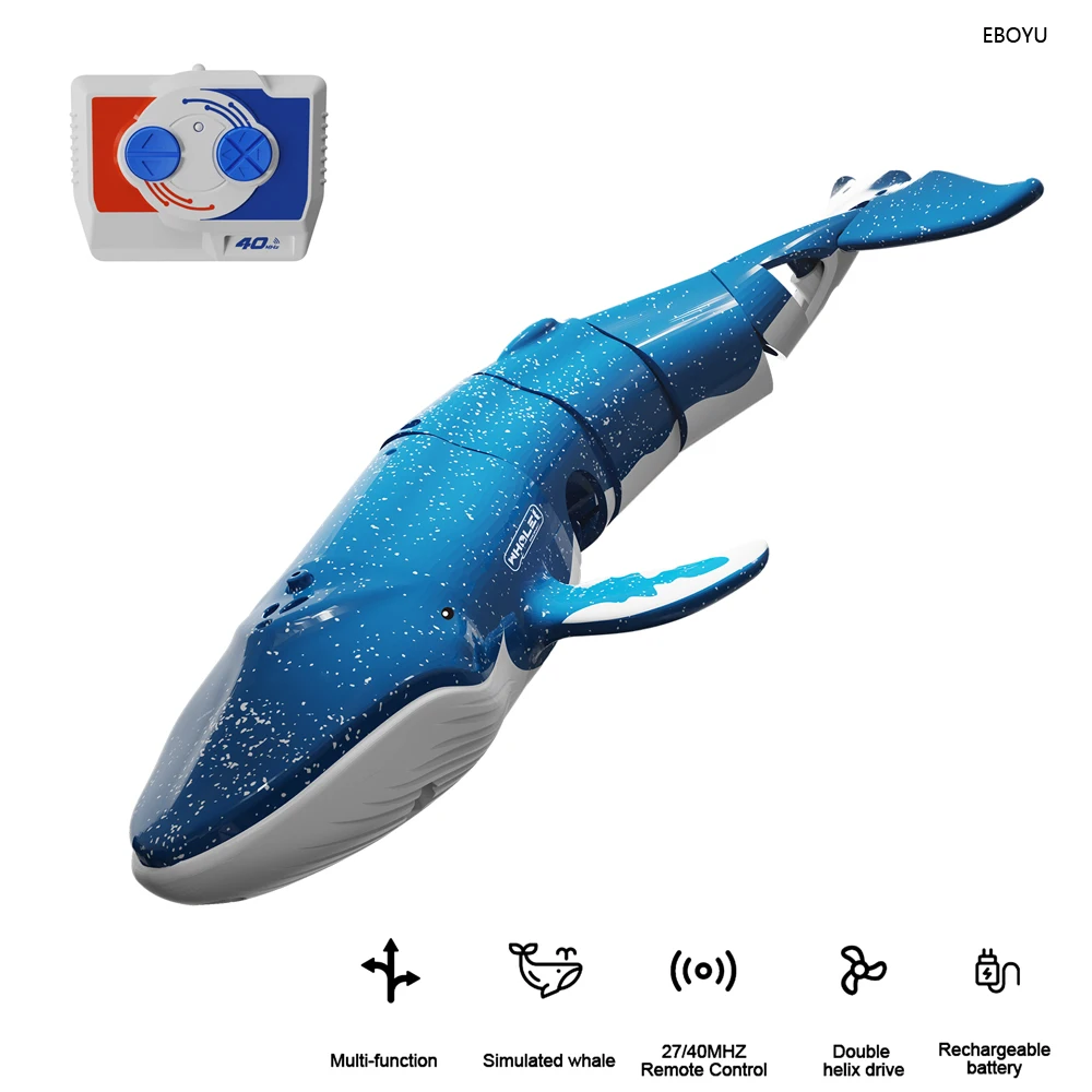 EBOYU B4 Mini RC Whale 27/40MHz 5CH Nano Radio Control Whale RC Fish Swimming Pool Toys Gift For Kids