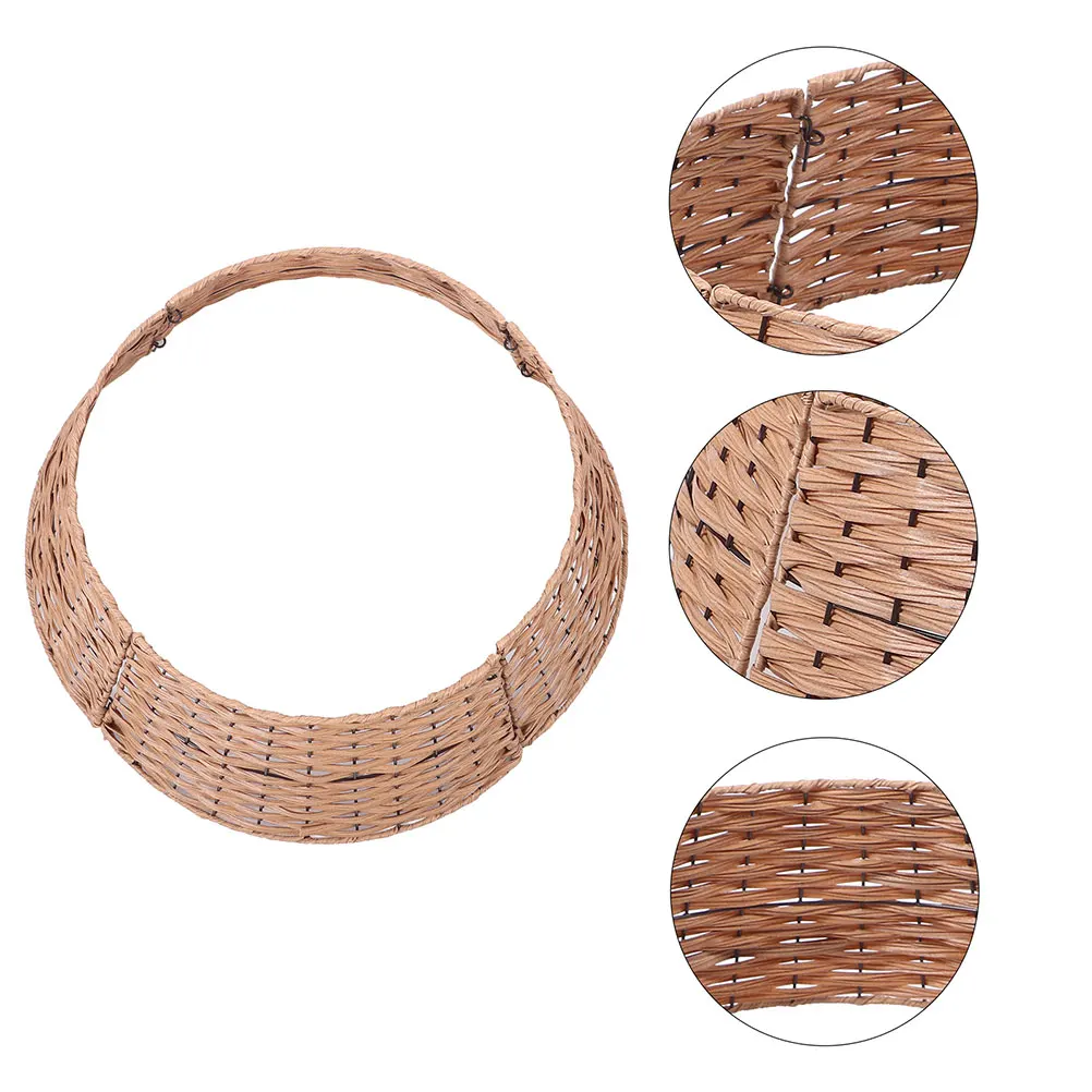 

Handwoven Christmas Farmhouse Style Woven Skirt Base Cover Decorative Plastic Ornament Holiday Home Party Decoration Small Tree