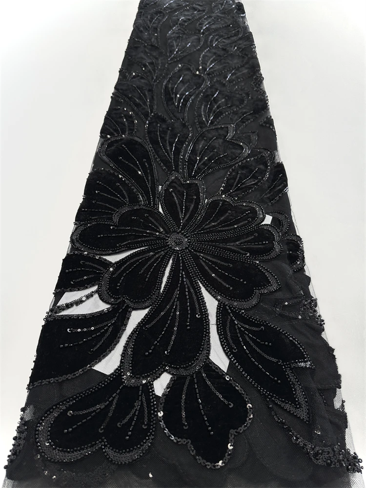 Dernières perles de velours dentelle africaine 2025 paillettes de haute qualité nigérian français Tulle tissu broderie pour les femmes robe